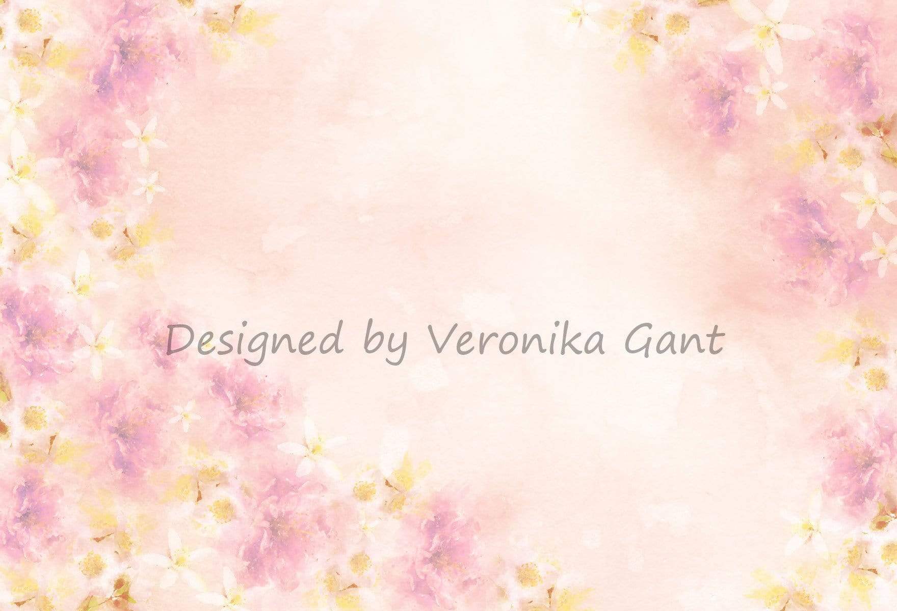 Katebackdrop閿涙縜te Fine Art Watercolors Pink Flowers Abstract Backdrop designed by Veronika Gant