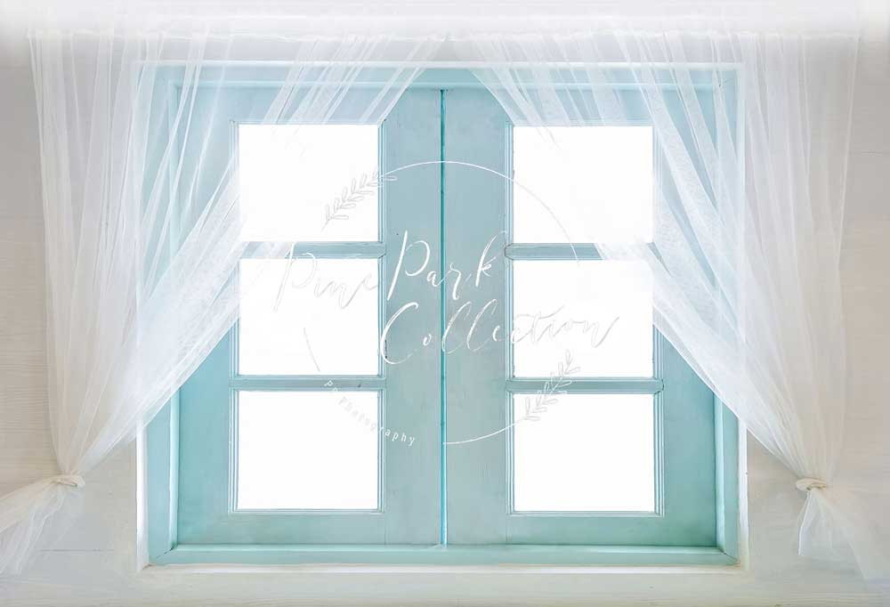 Kate Teal Window Doors Backdrop for Photography Designed By Pine Park Collection - Kate Backdrop