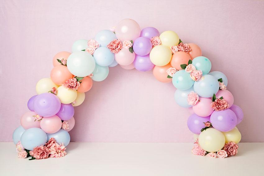Kate Balloons Rainbow with Flowers for Children Backdrop for Photography Designed by Kerry Anderson - Kate Backdrop