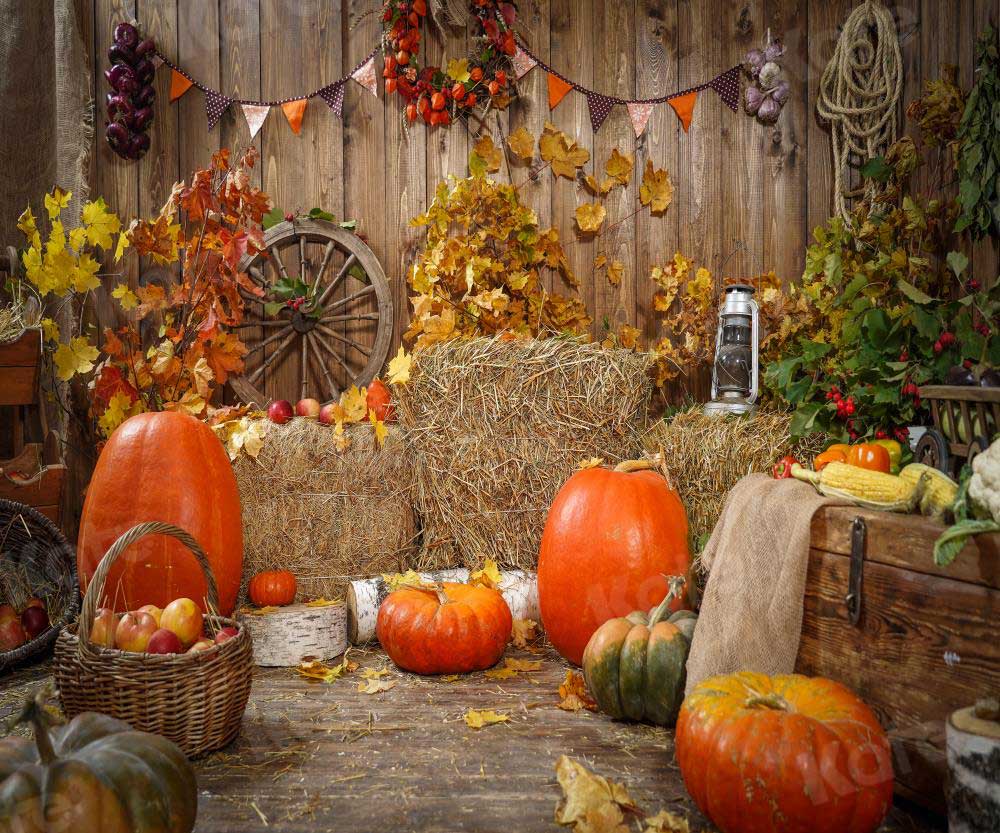 Kate Autumn Harvest Thanksgiving Pumpkins Backdrop for Photography - Kate Backdrop