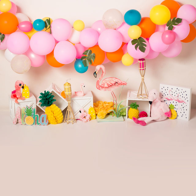 Kate Flamingo Party Children Balloons Backdrop for Photography Designed by Laura Lee Photography - Kate Backdrop