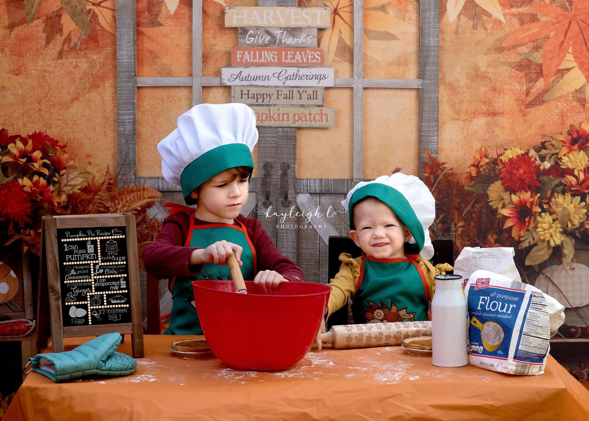 Kate Autumn Leaves with Pumpkins Thanksgiving Backdrop - Kate Backdrop