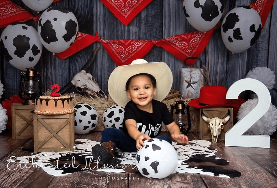 Kate Farm Cowboy Red Decorations Backdrop for Photography