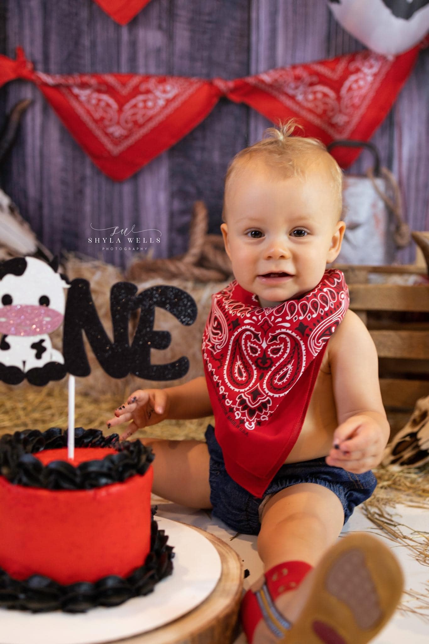 Kate Farm Cowboy Red Decorations Backdrop for Photography