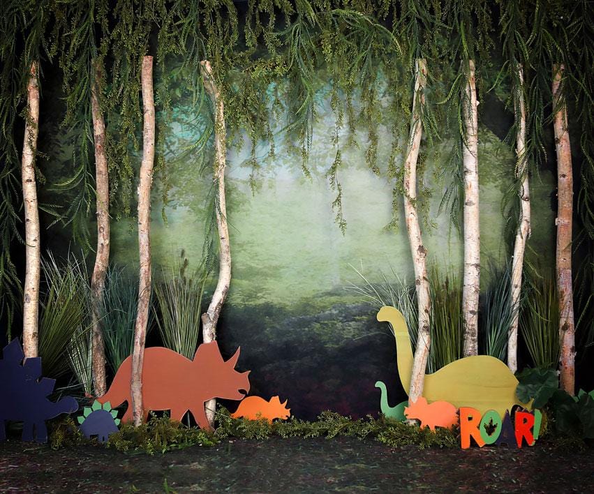 Kate Rainforest Trunk Wonderland with Dinosaur Backdrop - Kate Backdrop