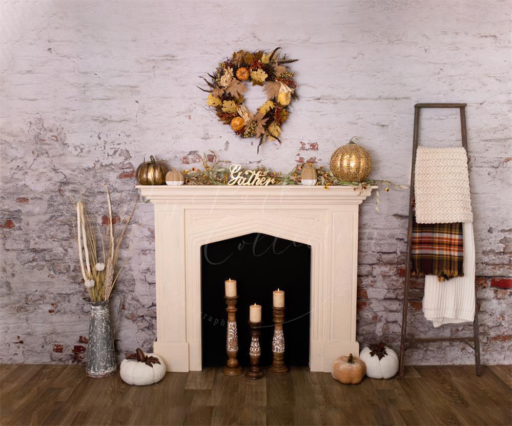 Kate Autumn Thanksgiving Pumpkins Decorations Room Backdrop Designed By Pine Park Collection - Kate Backdrop