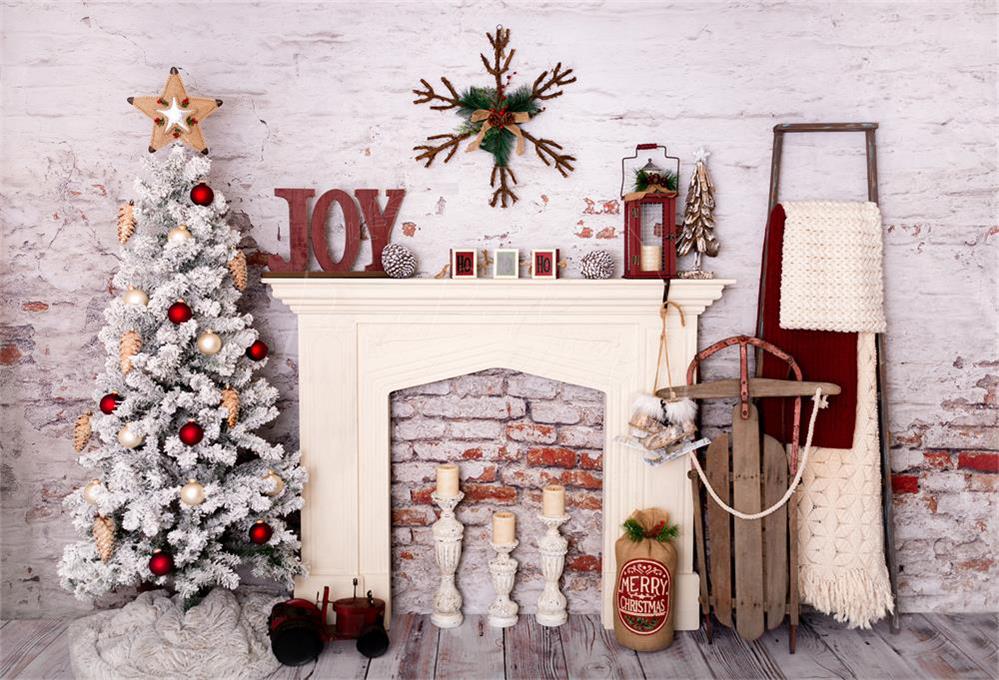 Kate Christmas Red Holiday Room Backdrop Designed By Pine Park Collection - Kate Backdrop