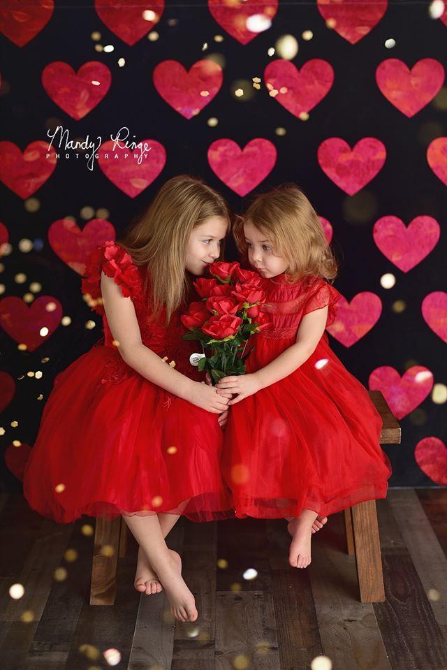 Katebackdrop鎷㈡綖Kate Painted Heart Pattern Valentines Backdrop Designed By Mandy Ringe Photography