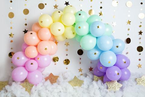 Kate Rainbow Balloons Garland Children Cake Smash Backdrop Designed by Megan Leigh Photography - Kate Backdrop