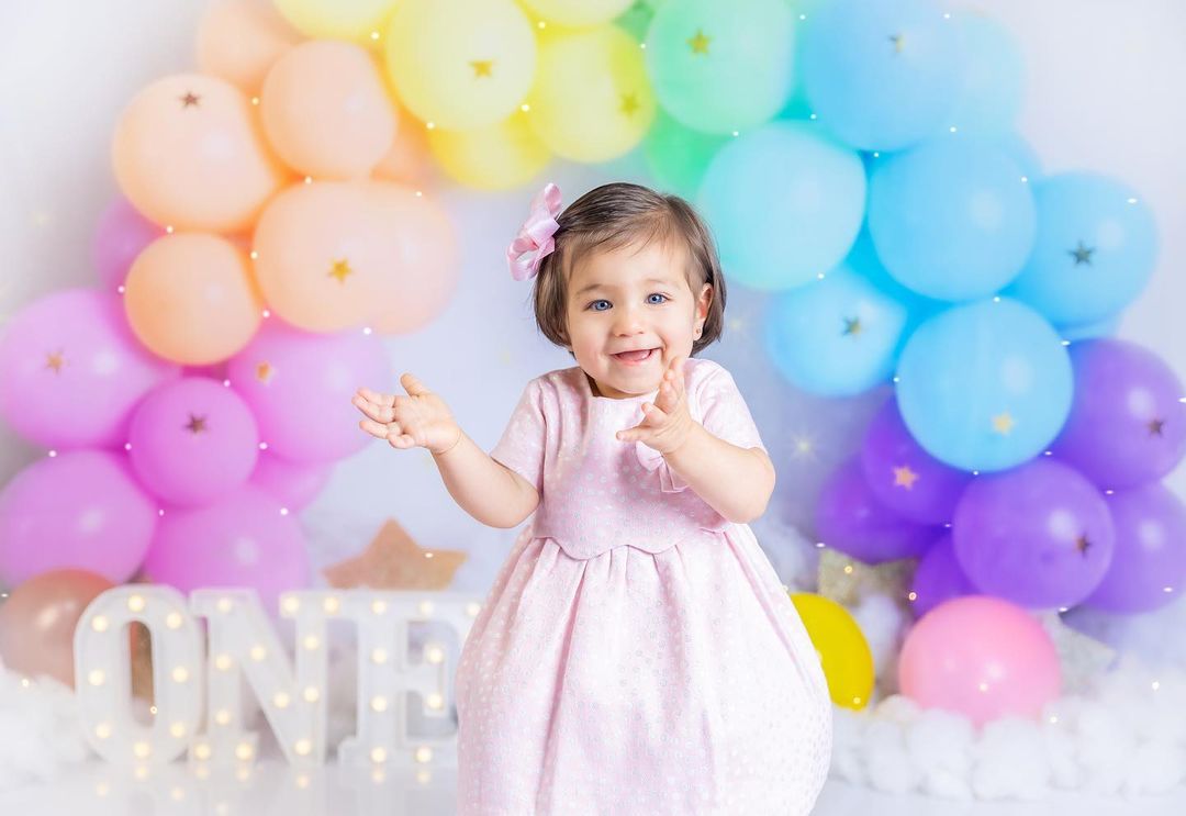 Kate Rainbow Balloons Garland Children Cake Smash Backdrop Designed by Megan Leigh Photography - Kate Backdrop