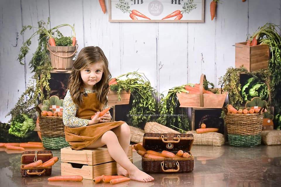 Katebackdrop鎷㈡綖Kate Carrot Patch Easter Backdrop Designed by Megan Leigh Photography