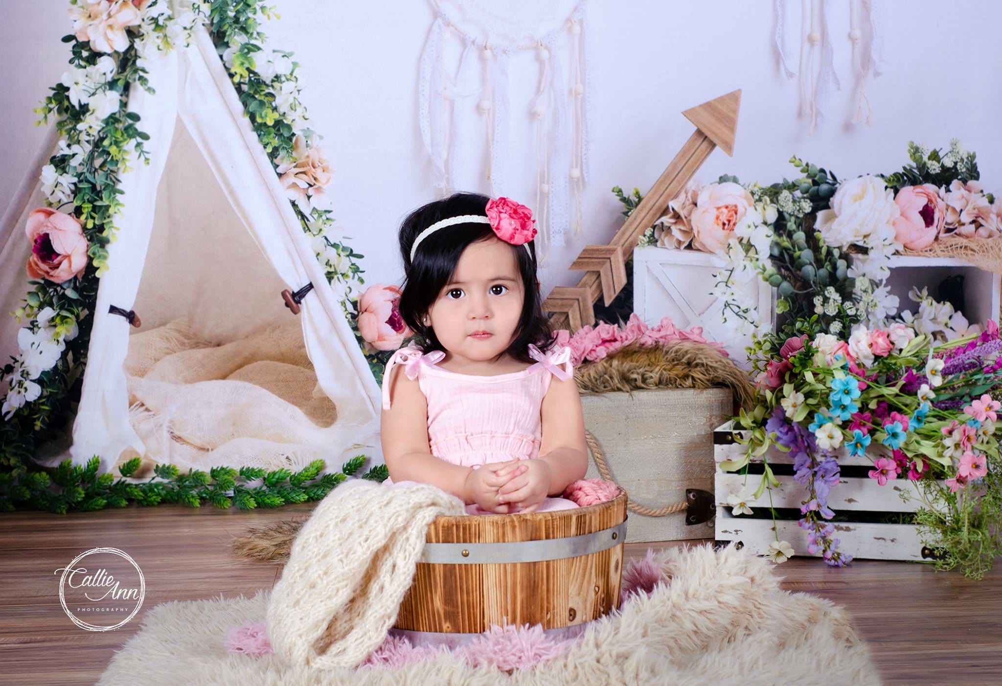 Kate Mother's Day Boho Teepee Spring Backdrop Designed by Megan Leigh Photography - Kate Backdrop