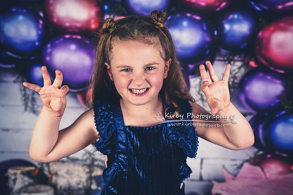 Kate Pink Purple Dinosaur Balloons Children Backdrop Designed By Arica Kirby - Kate Backdrop