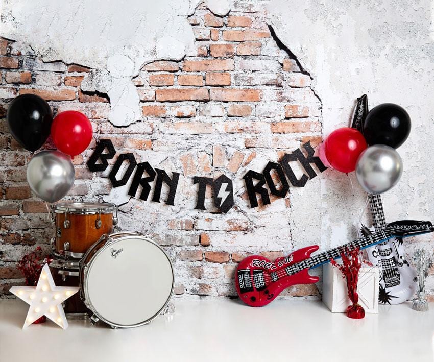 Kate Born to Rock with Guitar Children Backdrop Designed by Megan Leigh Photography - Kate Backdrop