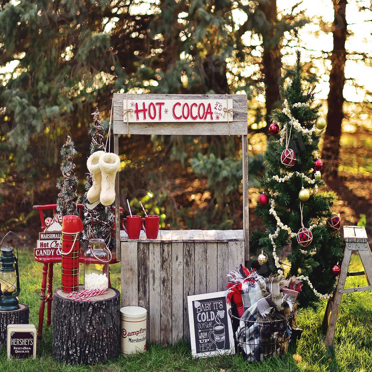 Kate Hot Cocoa Stand Backdrop Designed by Mandy Ringe Photography - Kate Backdrop