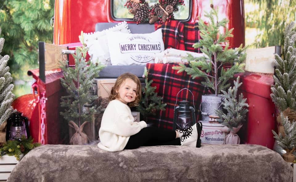 Kate Red Christmas Truck Backdrop Designed by Mandy Ringe Photography - Kate Backdrop
