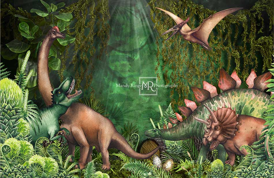 Kate Summer Jungle Adventure Dinosaurs Backdrop Designed by Mandy Ringe Photography - Kate Backdrop
