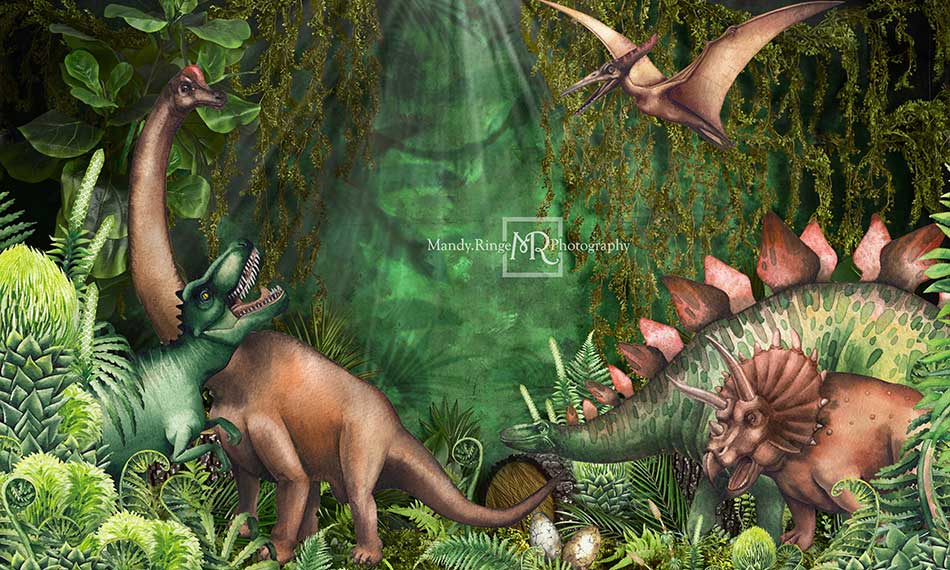 Kate Summer Jungle Adventure Dinosaurs Backdrop Designed by Mandy Ringe Photography - Kate Backdrop
