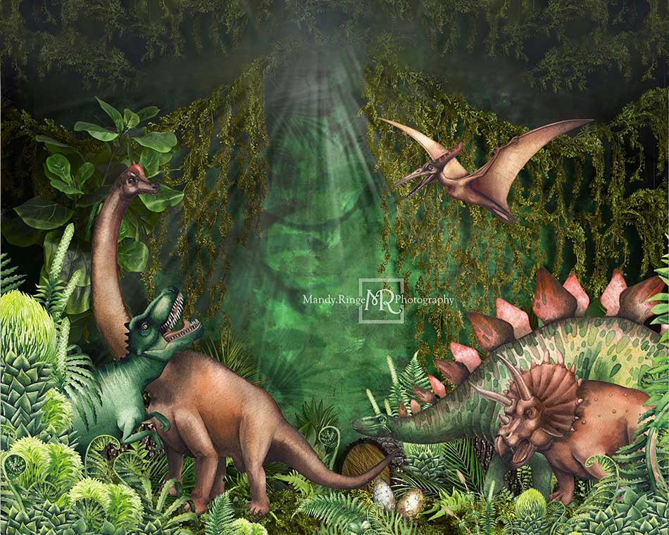 Kate Summer Jungle Adventure Dinosaurs Backdrop Designed by Mandy Ringe Photography - Kate Backdrop
