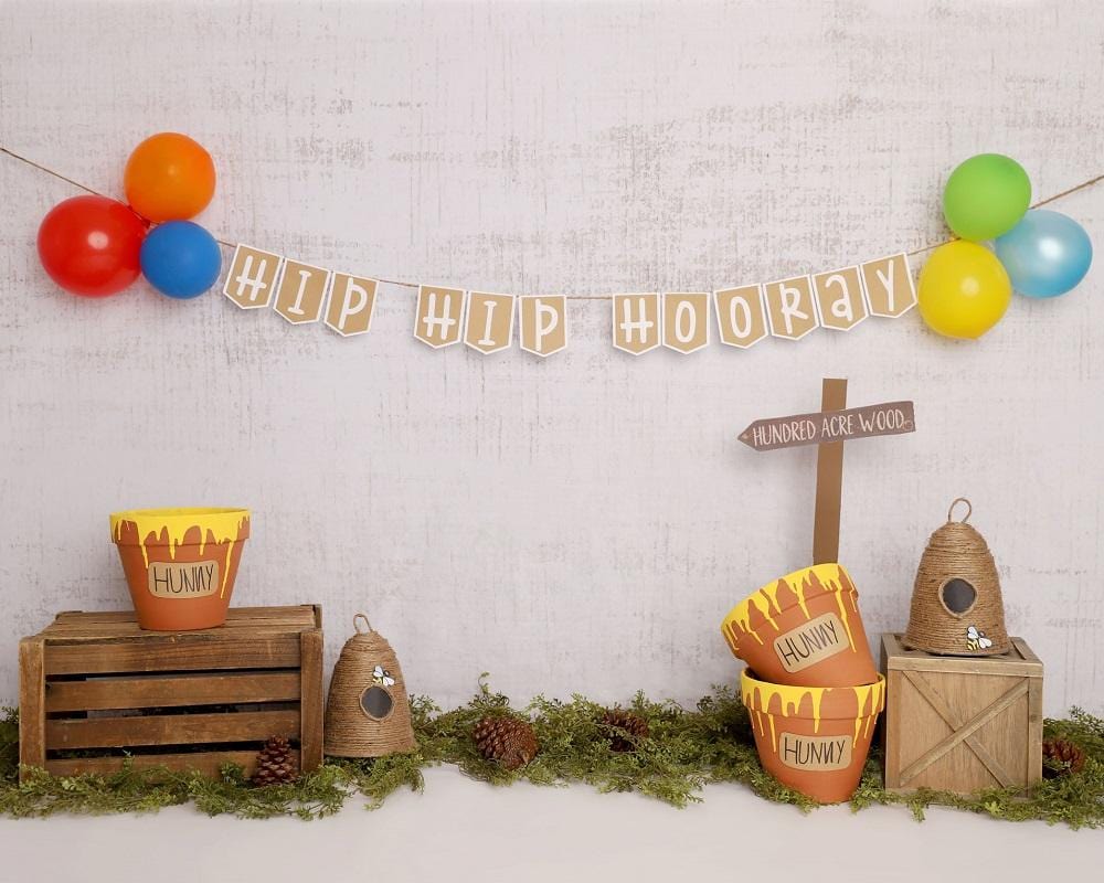 Kate Pooh Cake Smash Bee Birthday Backdrop Designed by Melissa King - Kate Backdrop