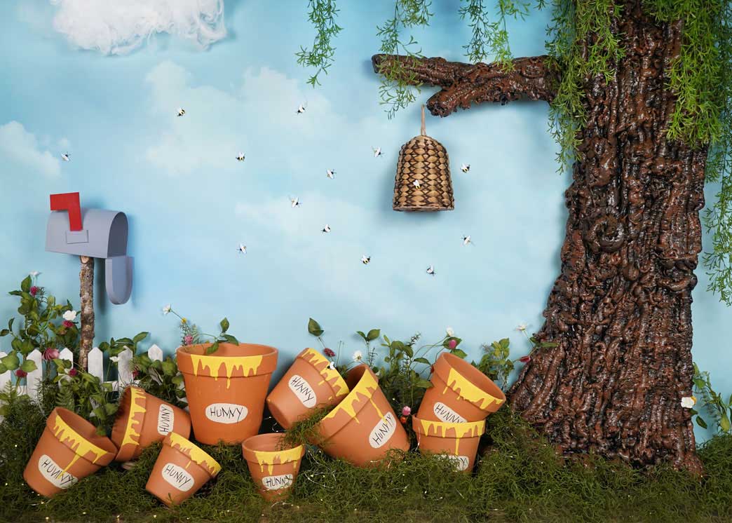 Kate Cake Smash Bees and Honey Backdrop Designed by Arica Kirby