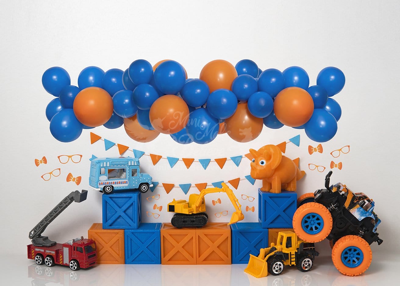 Kate Boy Cake Smash Toy Backdrop Blip Nerd Giggle Guy for Photography Designed by Mini MakeBelieve - Kate Backdrop