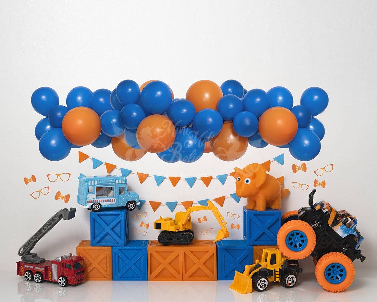 Kate Boy Cake Smash Toy Backdrop Blip Nerd Giggle Guy for Photography Designed by Mini MakeBelieve - Kate Backdrop