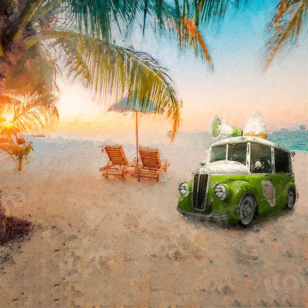 Kate Summer Vocation Car Seaside Backdrop for Photography - Kate Backdrop