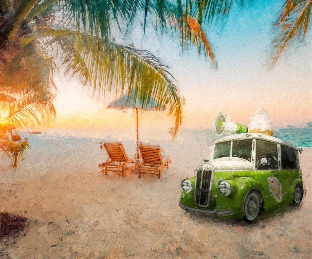 Kate Summer Vocation Car Seaside Backdrop for Photography - Kate Backdrop