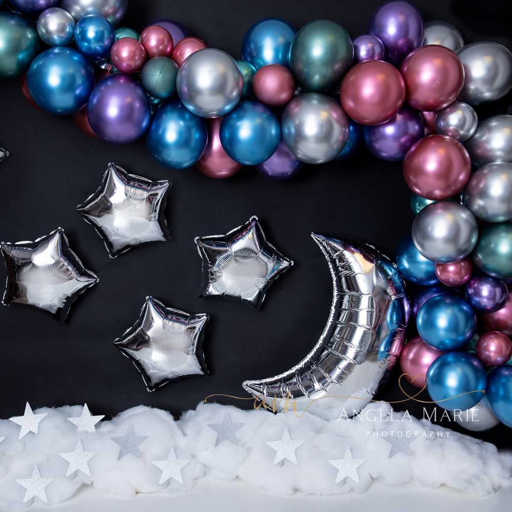 Kate Birthday Cake Smash Balloons Decoration Backdrop Pastel Moon Designed By Angela Marie Photography - Kate Backdrop