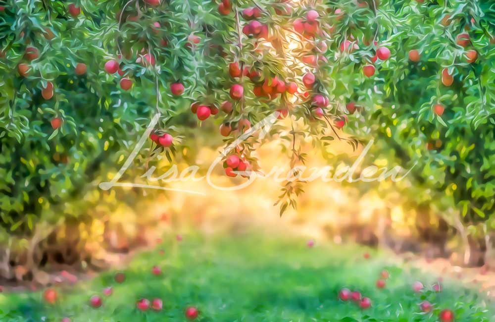 Kate Apple Orchard Summer Backdrop for Photography Designed by Lisa Granden - Kate Backdrop