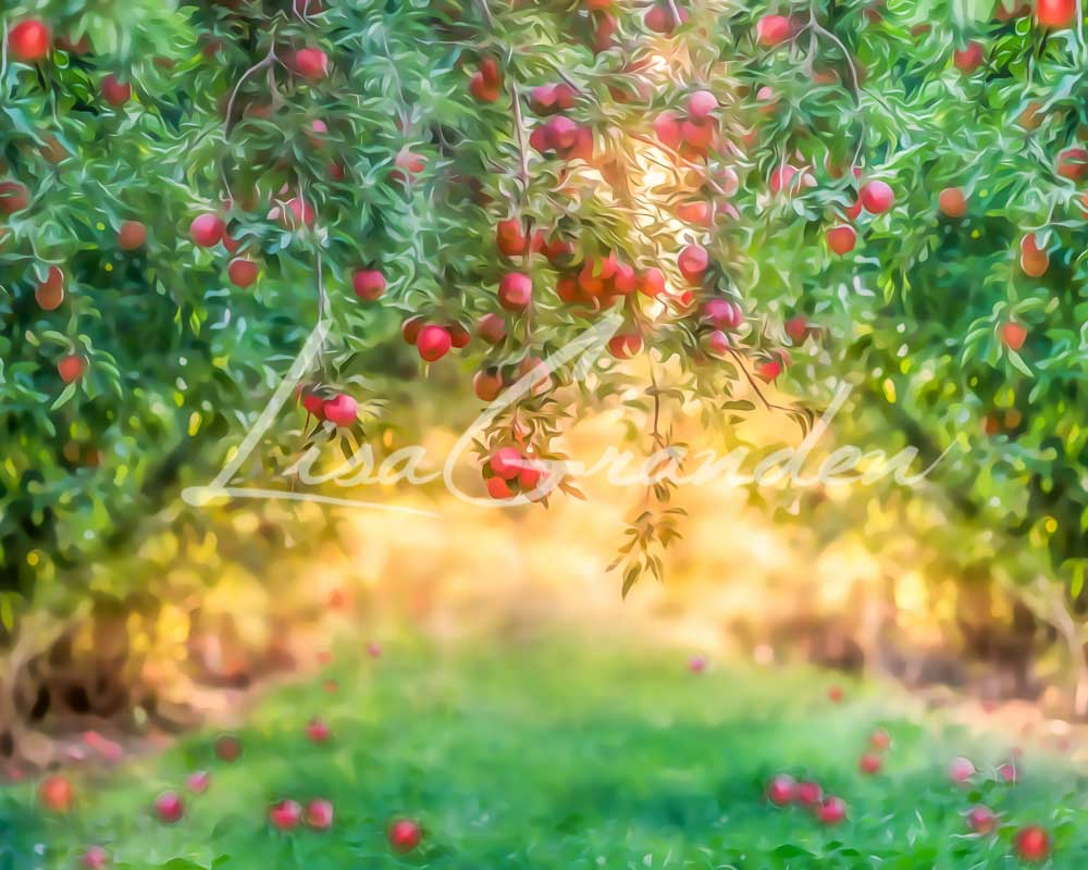 Kate Apple Orchard Summer Backdrop for Photography Designed by Lisa Granden - Kate Backdrop