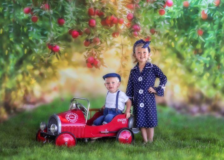 Kate Apple Orchard Summer Backdrop for Photography Designed by Lisa Granden - Kate Backdrop