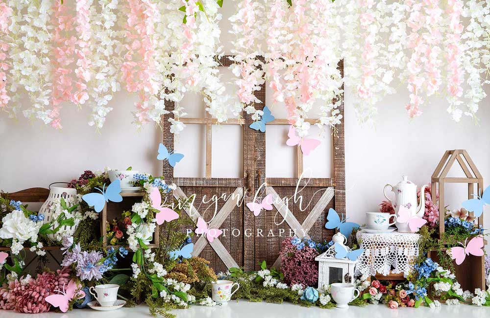 Kate Tea Party Barn Door Cake Smash Backdrop Designed by Megan Leigh Photography - Kate Backdrop