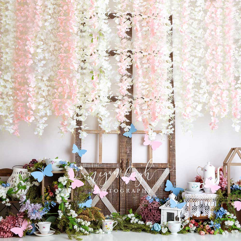 Kate Tea Party Barn Door Cake Smash Backdrop Designed by Megan Leigh Photography - Kate Backdrop