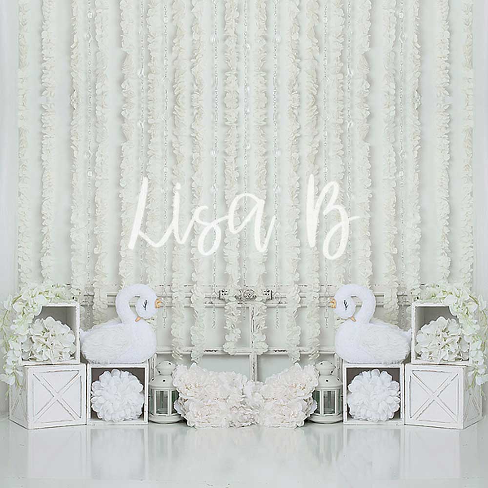 Kate White Swan Cake Smash Wedding Backdrop for Photography Designed by Lisa B - Kate Backdrop