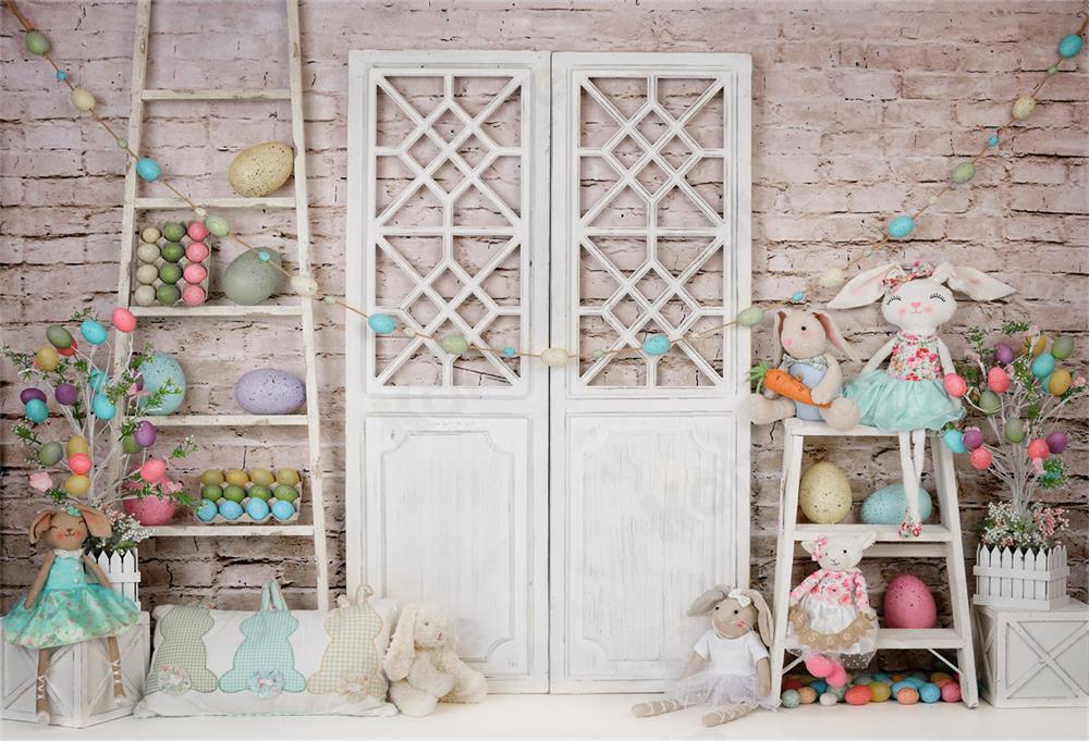 Kate Easter Colorful Egg Barn Door Backdrop for Photography - Kate Backdrop