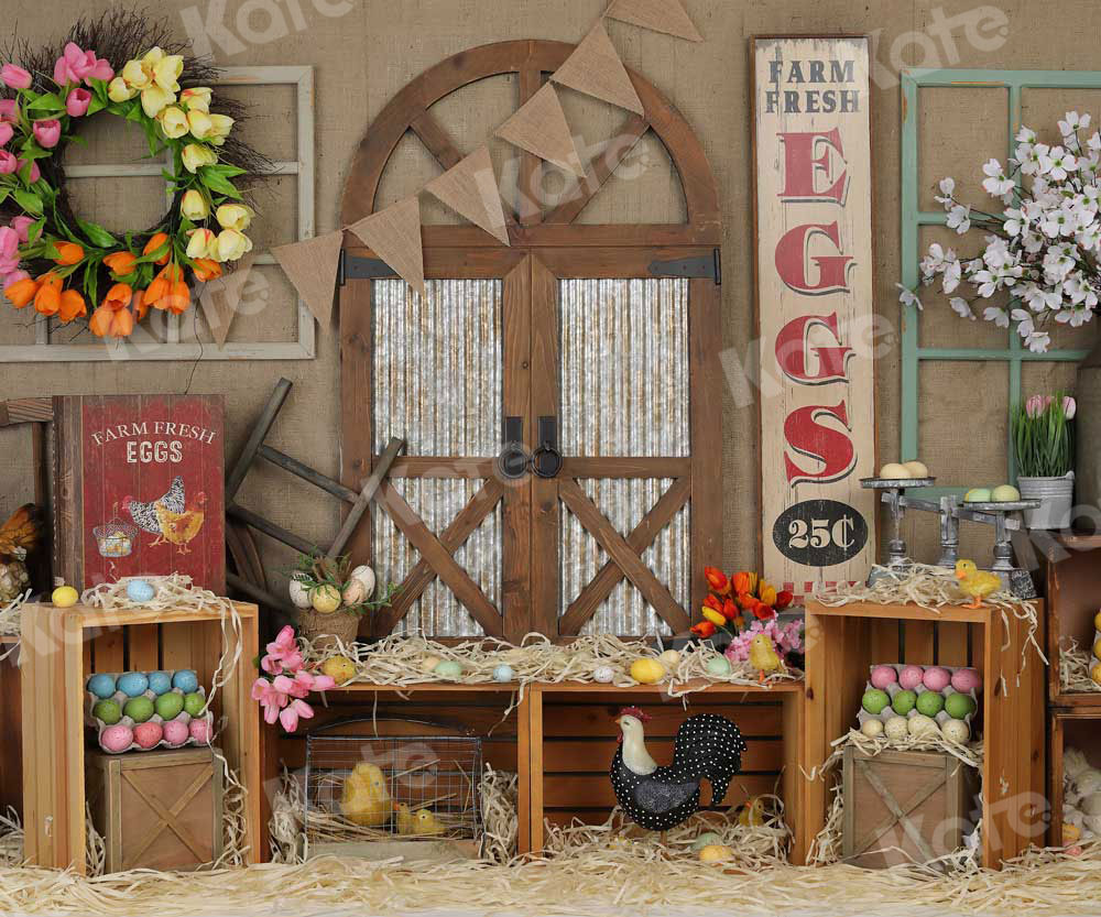 Kate Pet Easter Colorful Egg Barn Door Backdrop for Photography - Kate Backdrop