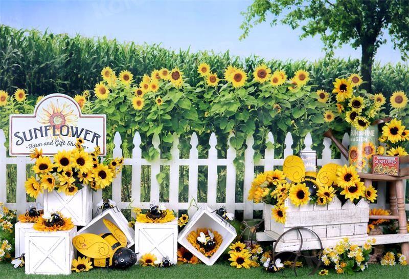 Kate Sunflower Summer Bee Cake Smash Backdrop for Photograph - Kate Backdrop