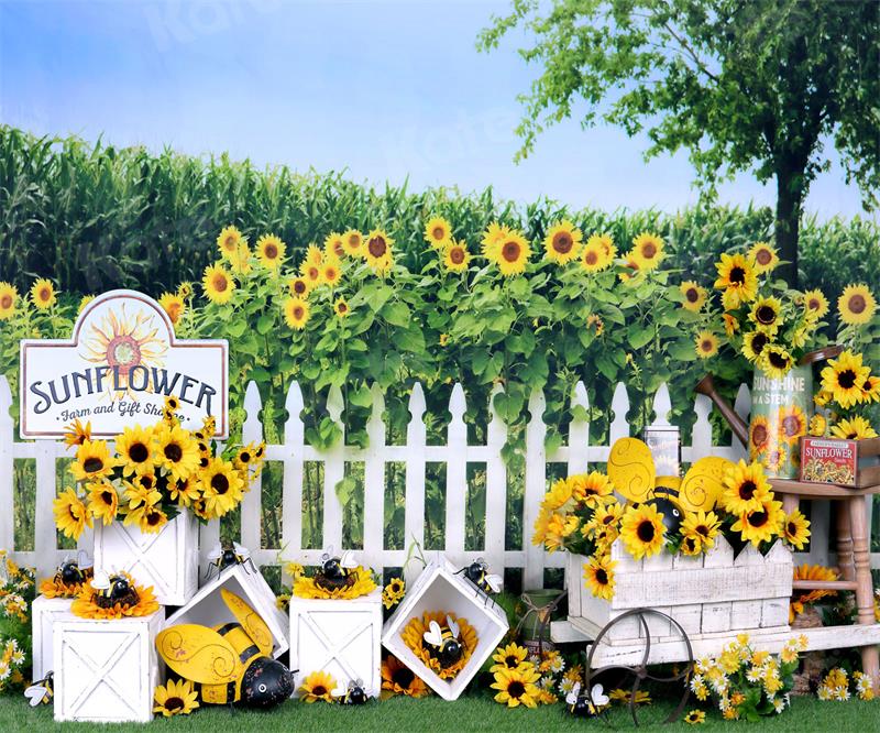 Kate Sunflower Summer Bee Cake Smash Backdrop for Photograph - Kate Backdrop