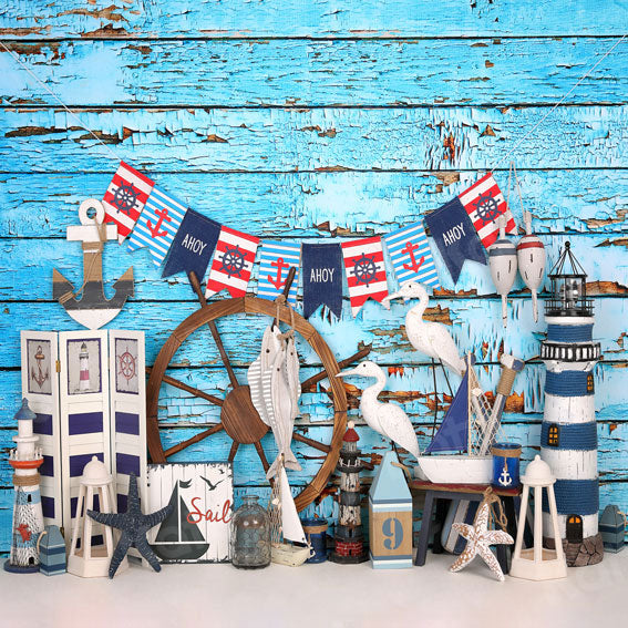 Kate Sail Cake Smash Wood Flag Backdrop for Photograph - Kate Backdrop