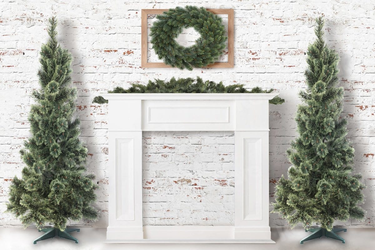 Kate Christmas Fireplace Tree Winter Backdrop for Photography - Kate Backdrop