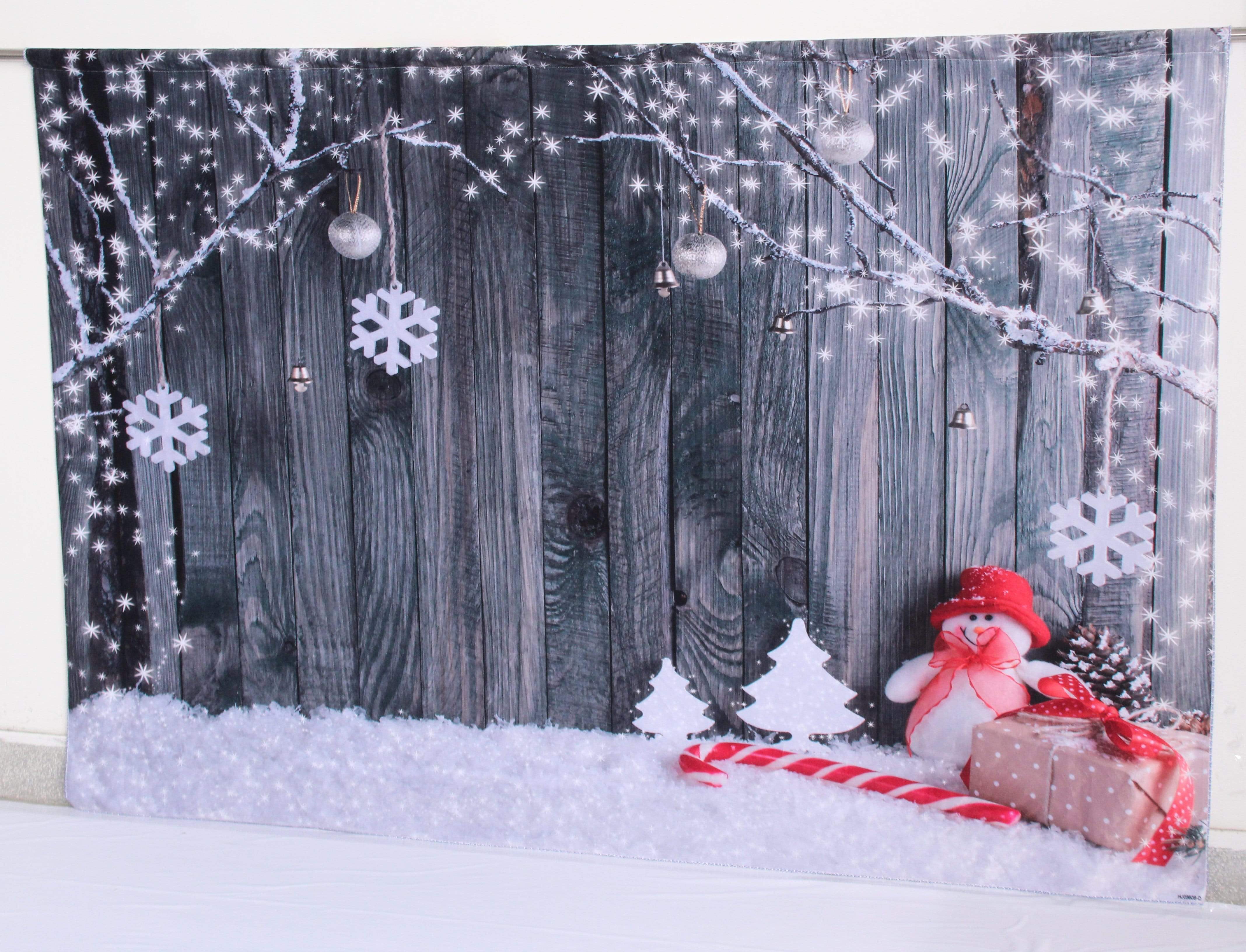 Katebackdrop鎷㈡綖Kate Gray Wooden Background snowflake decoration Christmas backdrop