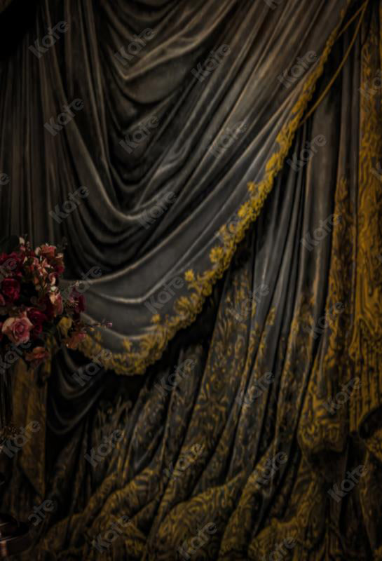 Kate Dark Color Vintage Curtain Printed Backdrop Retro Wall Designed by Marina Smith