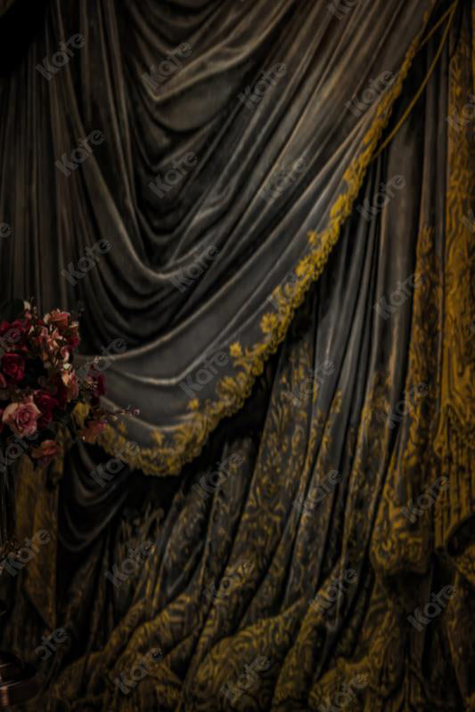 Kate Dark Color Vintage Curtain Printed Backdrop Retro Wall Designed by Marina Smith