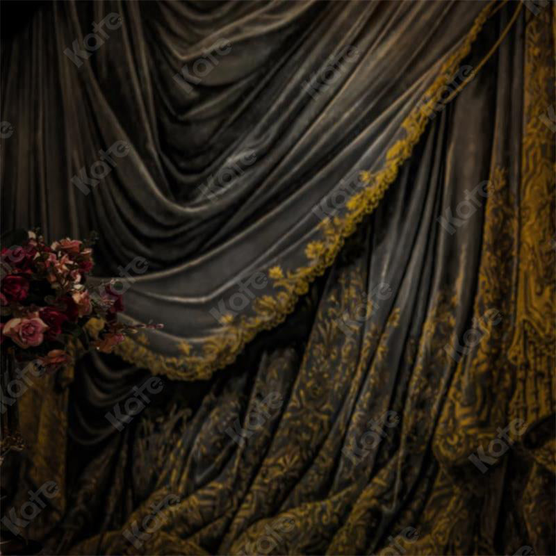 Kate Dark Color Vintage Curtain Printed Backdrop Retro Wall Designed by Marina Smith