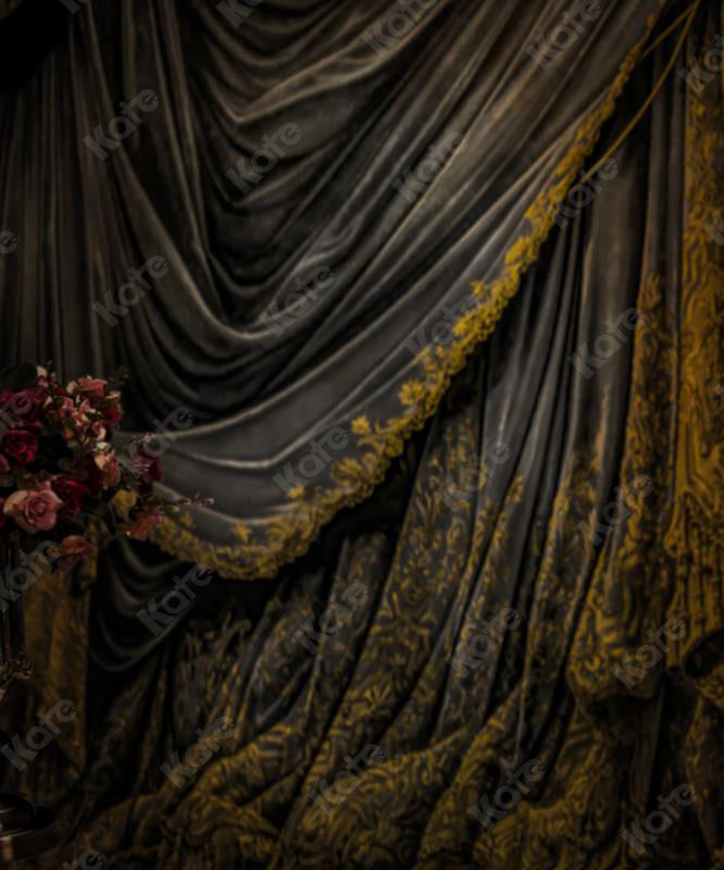 Kate Dark Color Vintage Curtain Printed Backdrop Retro Wall Designed by Marina Smith