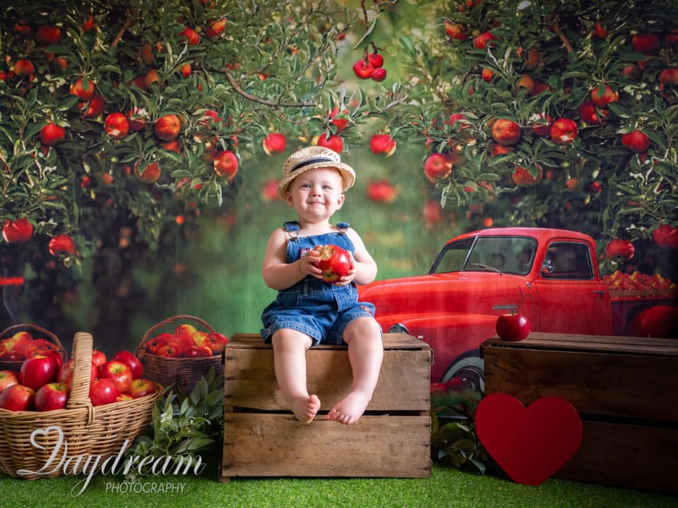 Kate Apple Orchard Red Truck Backdrop Designed by Rosabell Photography - Kate Backdrop