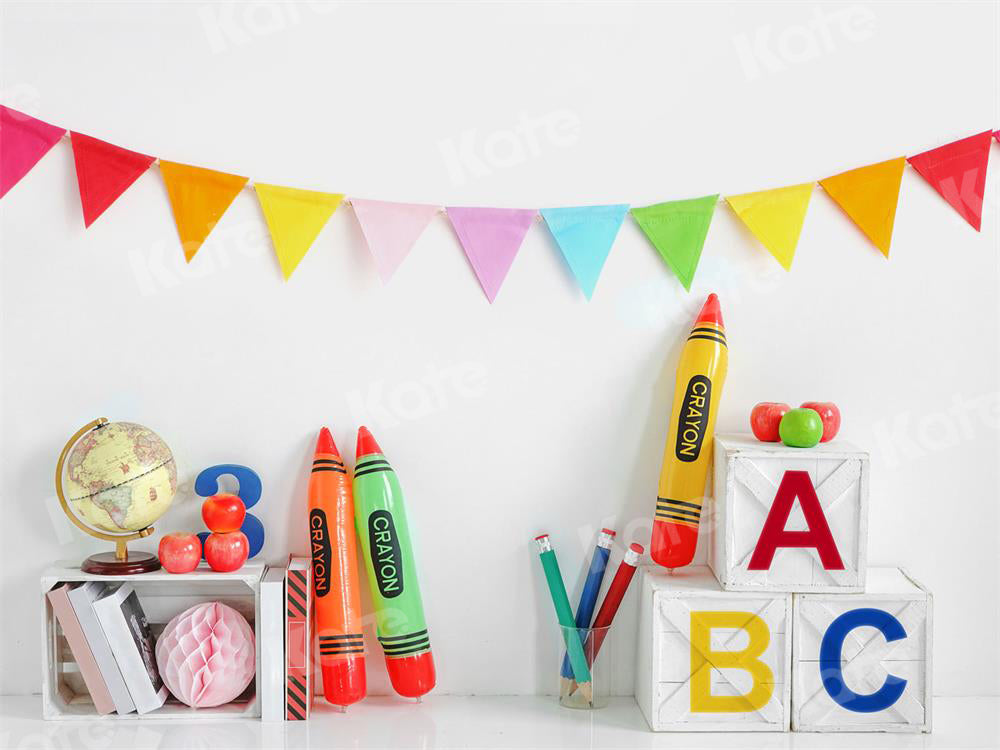 Kate Back to School Backdrop Crayon for Photography
