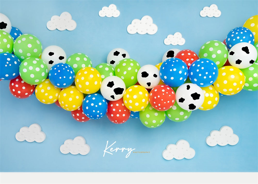 Kate Balloons Cake Smash Backdrop story of toys for Photography Designed by Kerry Anderson